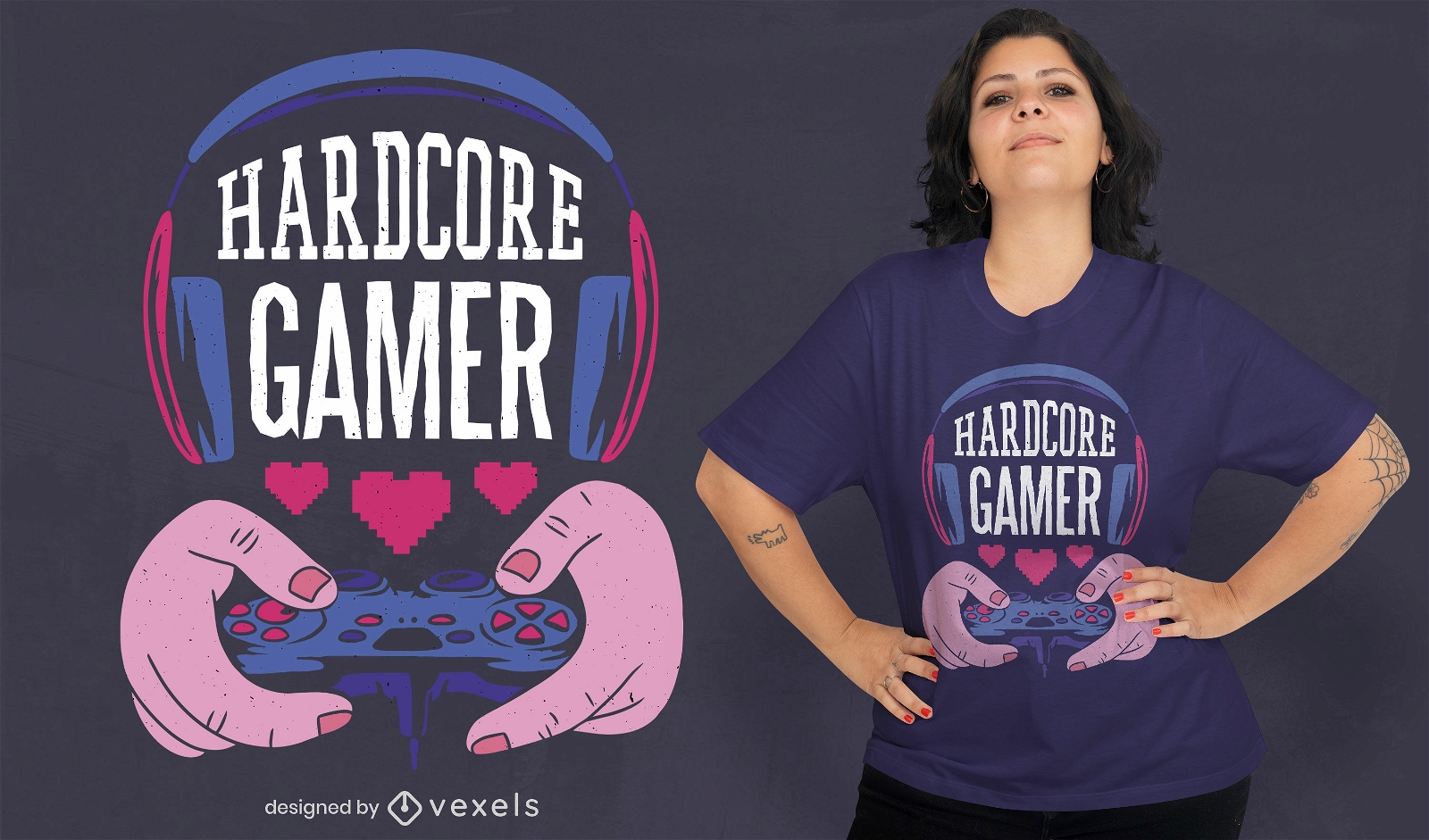 Hardcore-Gamer-T-Shirt-Design