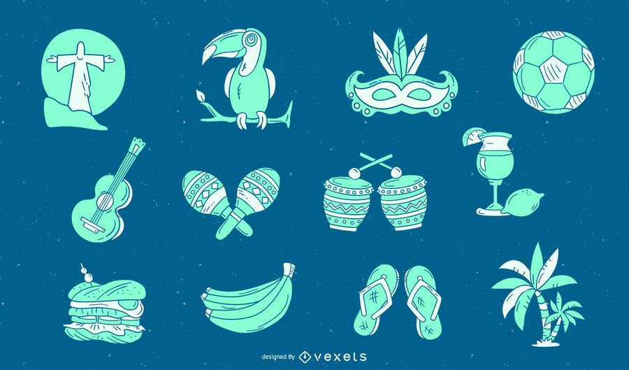 Brazil elements blue set Brazil elements blue set