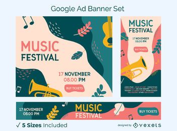 Music festival colorful banner set Music festival colorful banner set