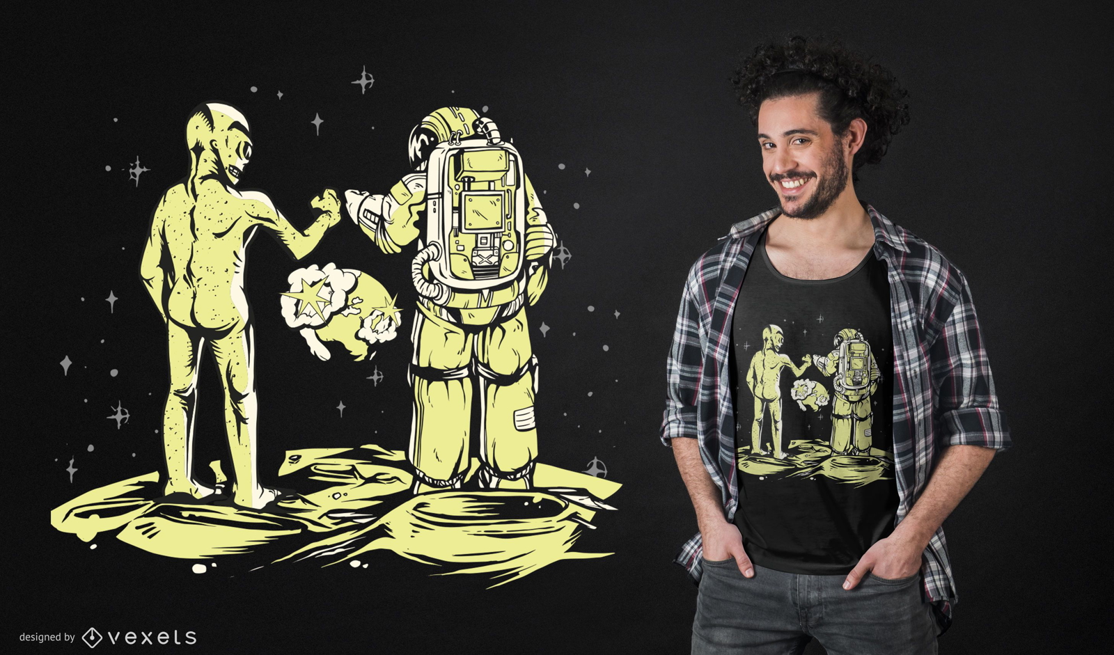 Alien-T-Shirt-Design der Stoßfaust