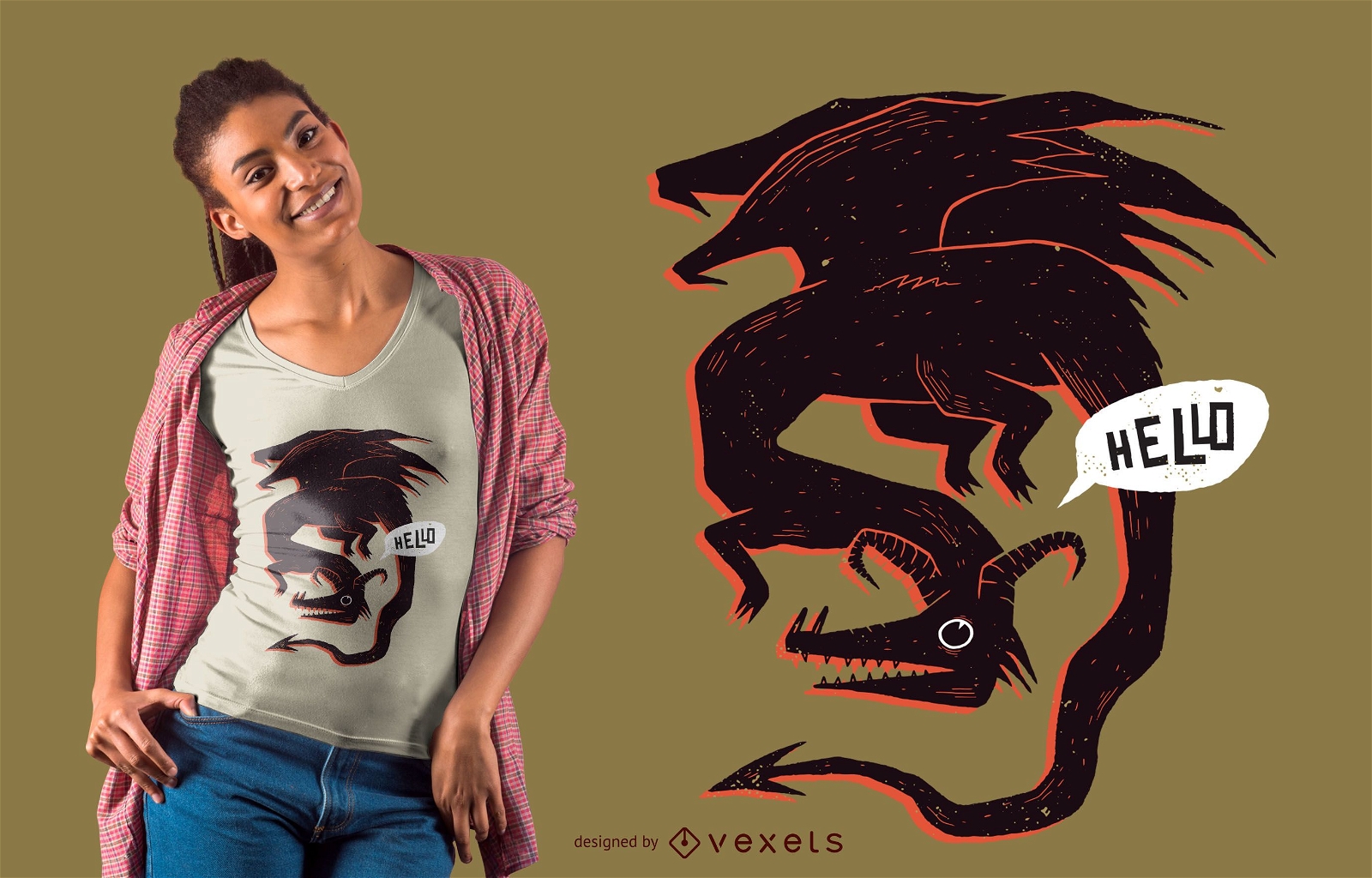 Hello dragon t-shirt design