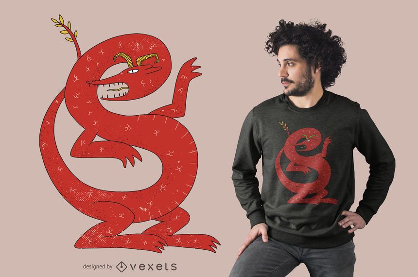 Roter Drache T-Shirt Design Roter Drache T-Shirt Design