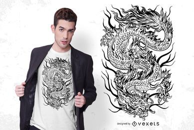 Diseño de camiseta de dragón mítico.