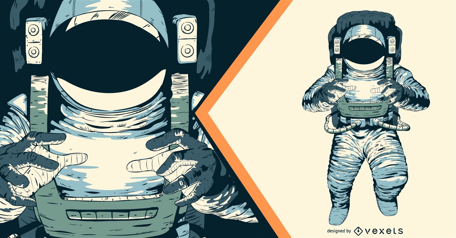 Desenho de ilustração artística de astronautas