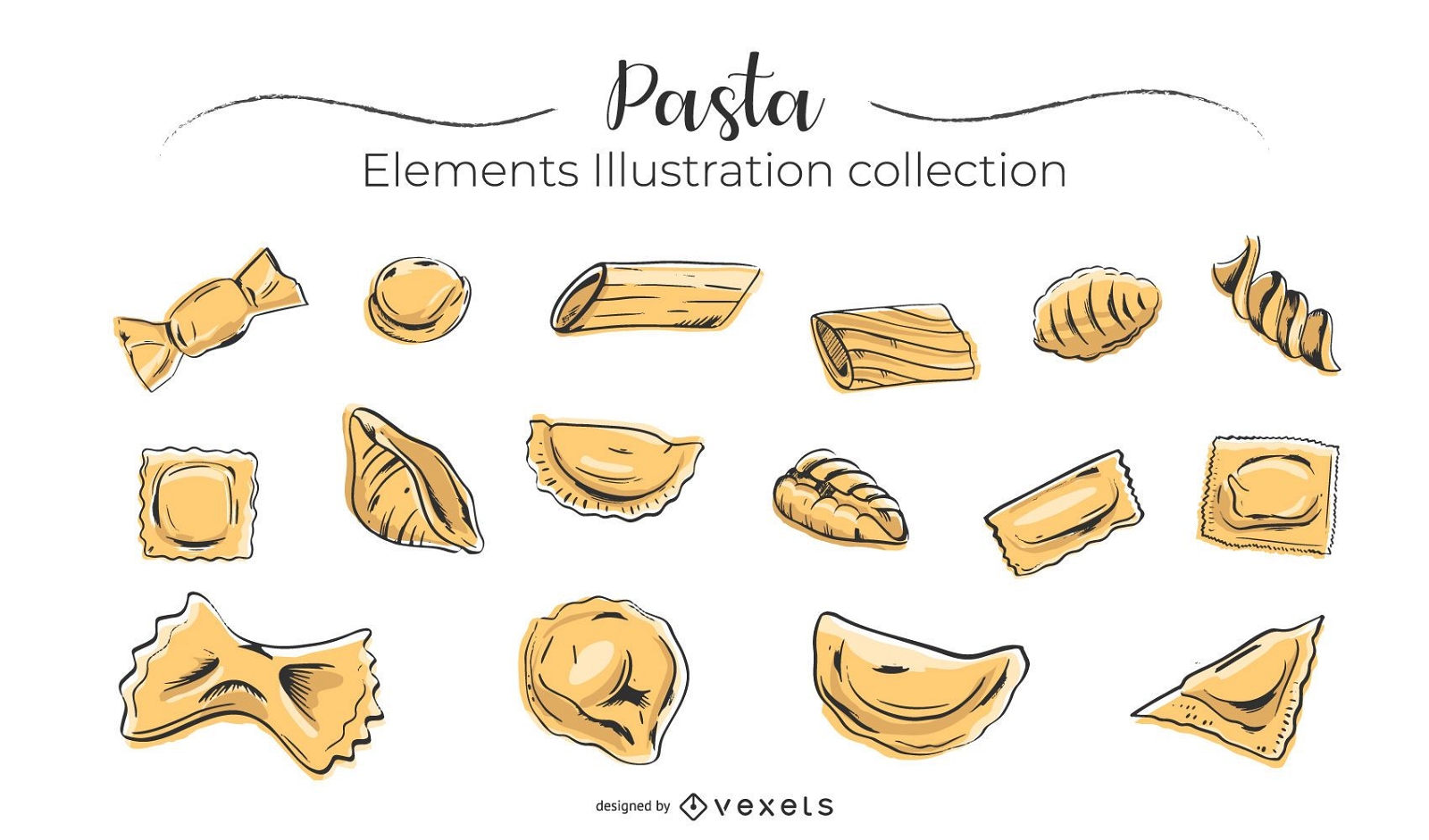 Hand drawn pasta collection