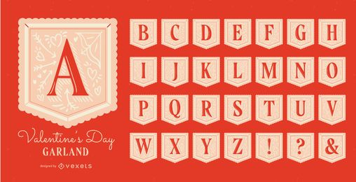 Valentine's day garland alphabet set Valentine's day garland alphabet set
