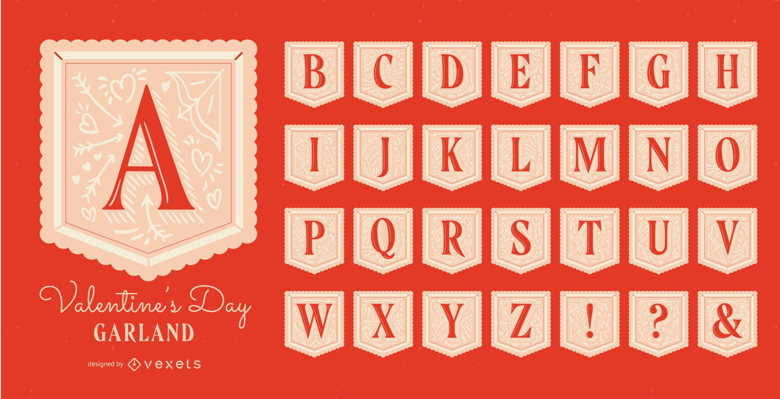 Valentine's day garland alphabet set