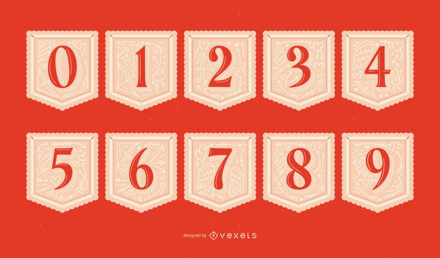 Valentine's day garland number set Valentine's day garland number set