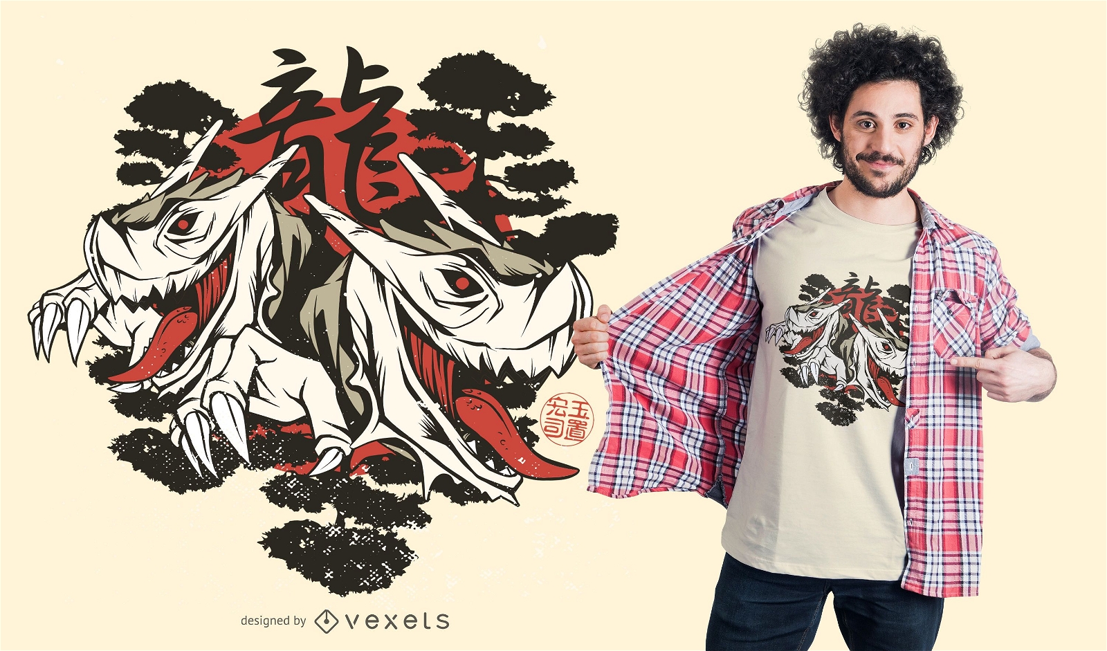 T-Shirt-Design der japanischen Drachen