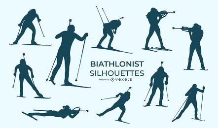 Conjunto de silhueta de esporte biatlo Conjunto de silhueta de esporte biatlo
