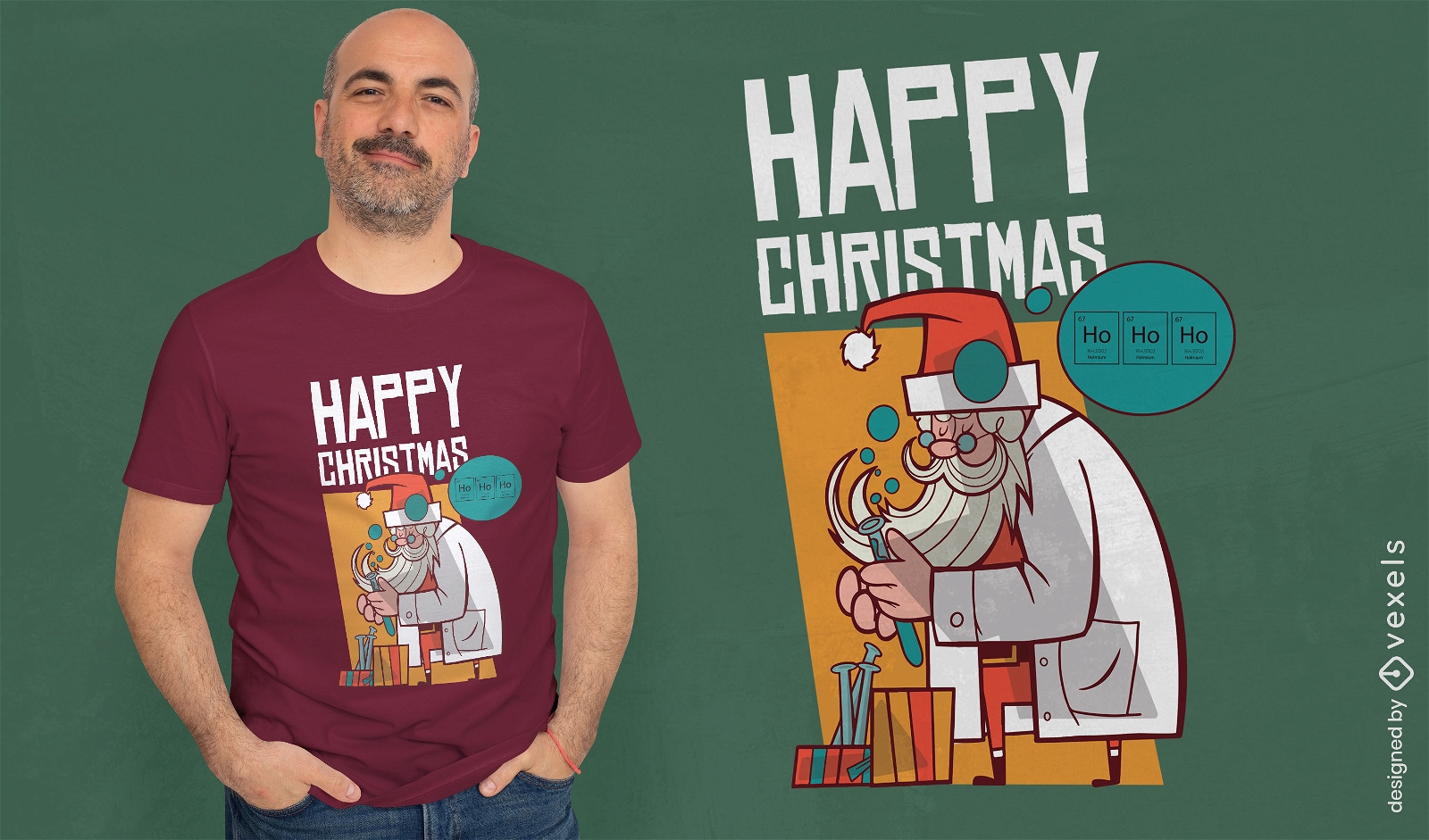 Design de camiseta de cientista de Papai Noel
