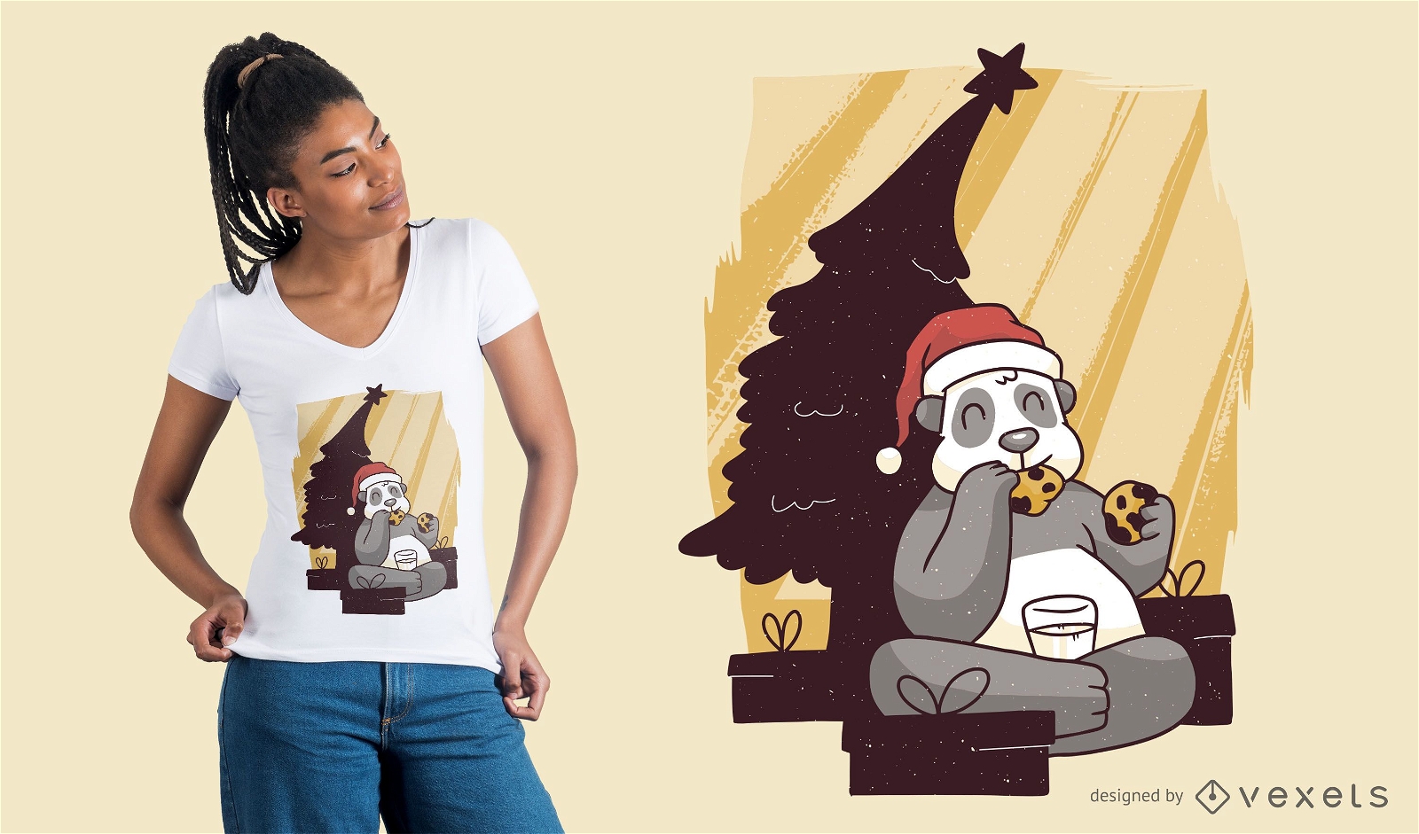 Panda christmas t-shirt design