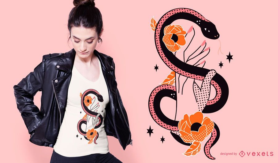 Diseño de camiseta de mano de serpiente Diseño de camiseta de mano de serpiente