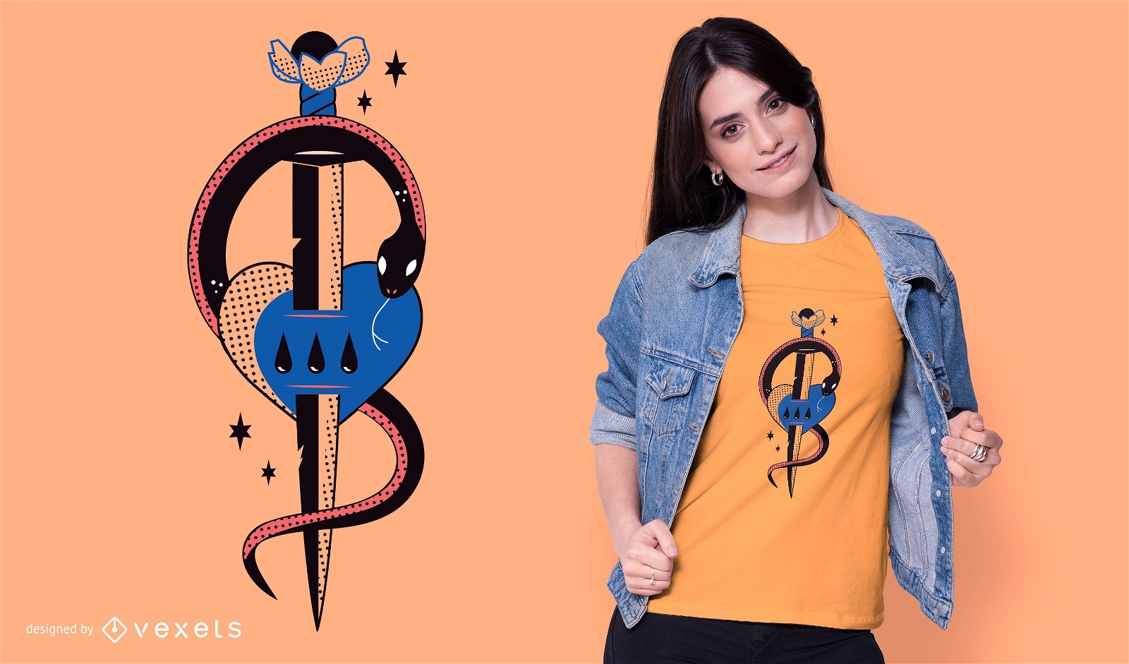 Design de camiseta com espada de cobra