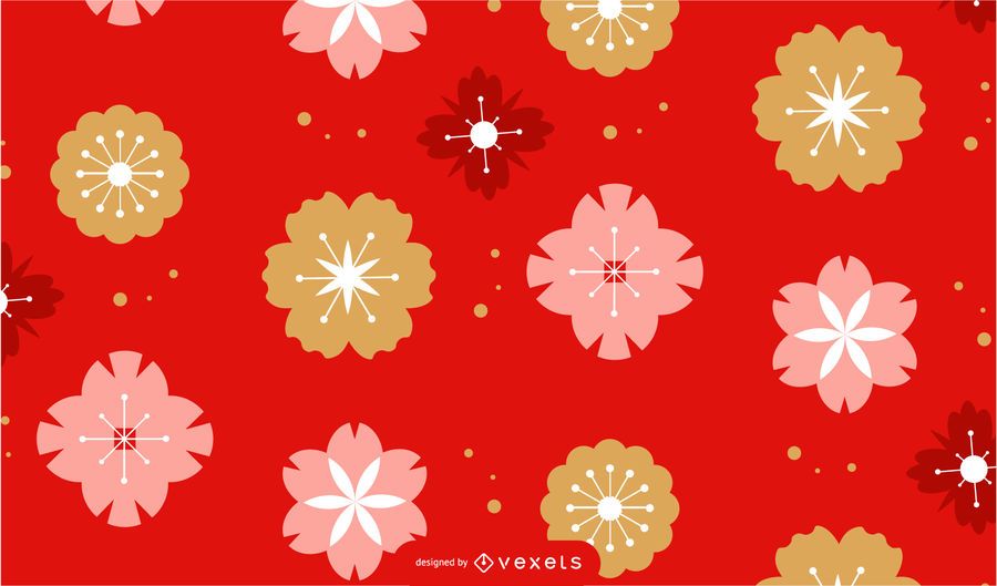 Desenho de padrão de flores de ano novo chinês Desenho de padrão de flores de ano novo chinês
