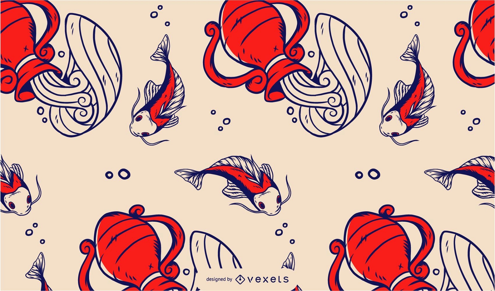Chinese fishes pattern design