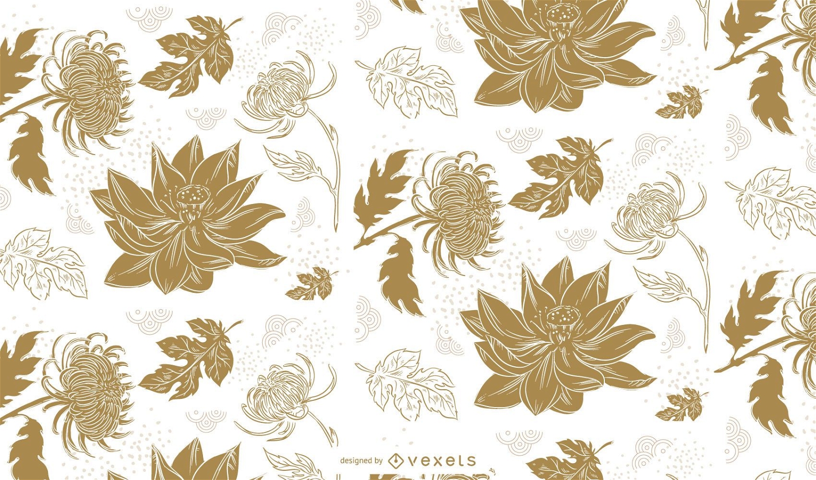 Chinese flowers cute pattern design