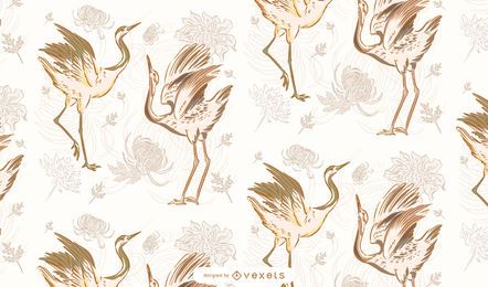 Chinese cranes pattern design