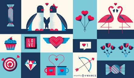 Geometrische Komposition zum Valentinstag