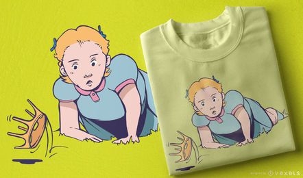 Diseño de camiseta de niña cayendo corona