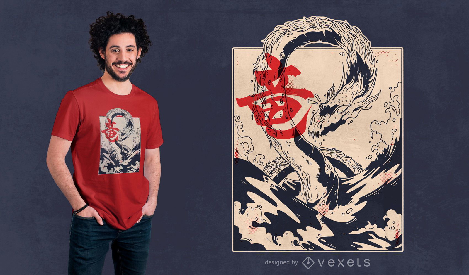 Diseño de camiseta de dragón marino