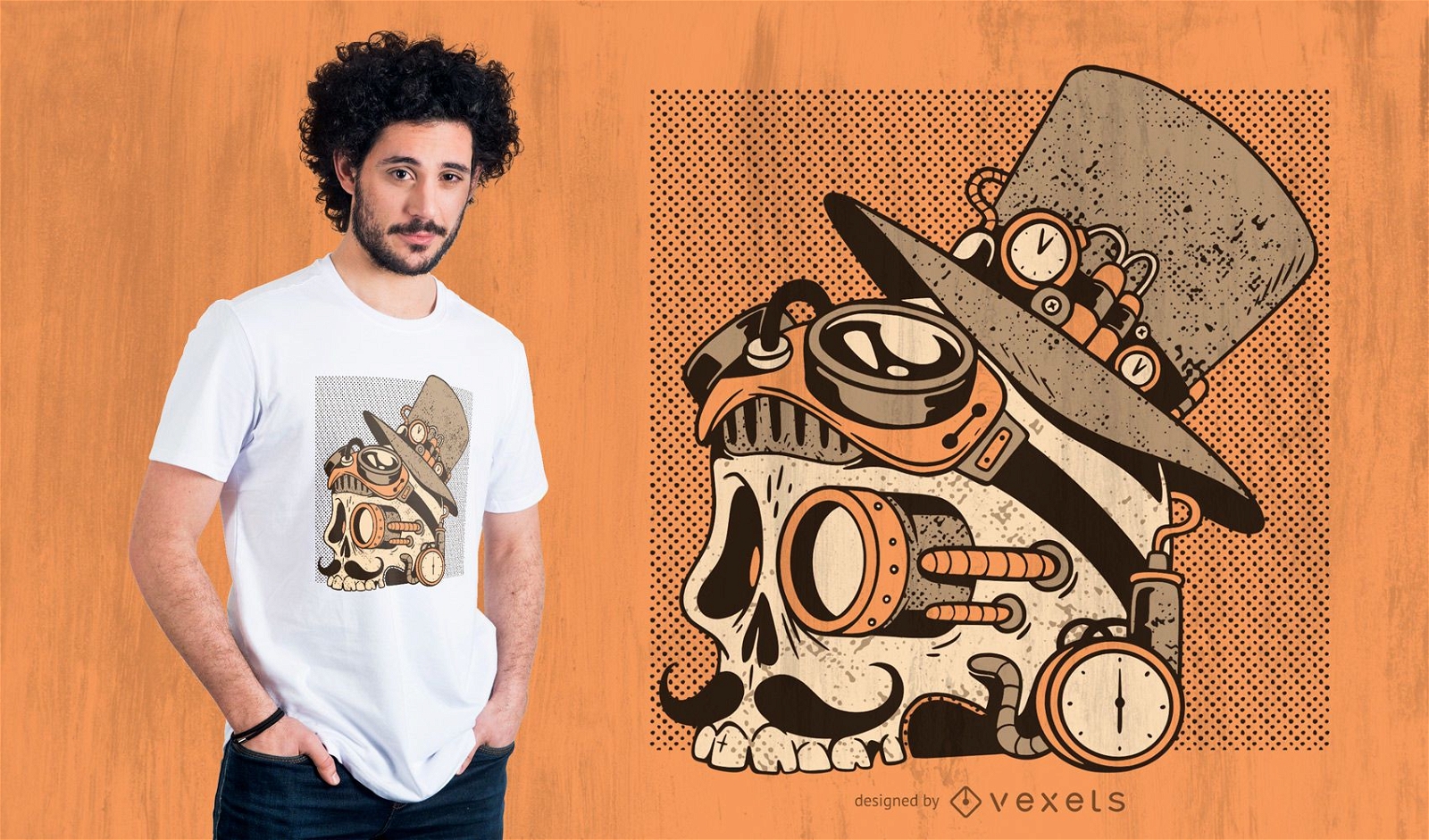 Skull steampunk t-shirt design