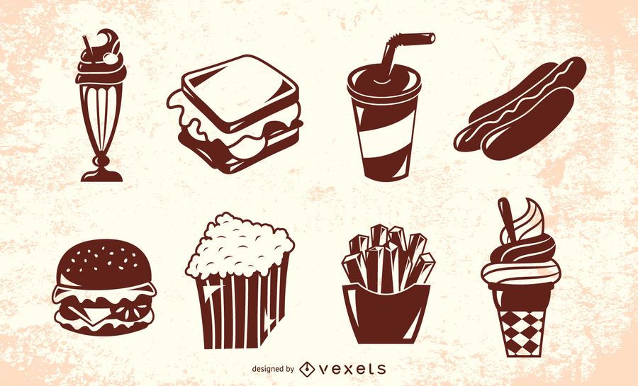 American Retro Food Silhouette Set American Retro Food Silhouette Set