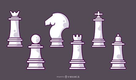 Juego de piezas blancas de ajedrez Juego de piezas blancas de ajedrez