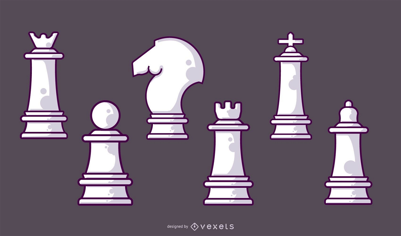 Juego de piezas de ajedrez blanco