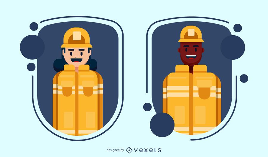 Firefighter Character Badge Set Firefighter Character Badge Set