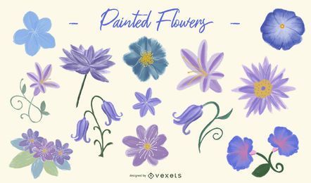 Purple Painted Flower Design Set Purple Painted Flower Design Set