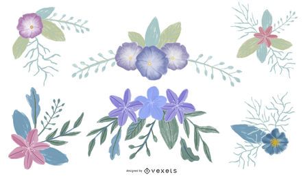 Conjunto de ilustraciones florales Conjunto de ilustraciones florales