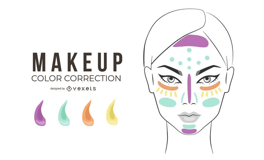 Ilustración de corrección de color de maquillaje Ilustración de corrección de color de maquillaje