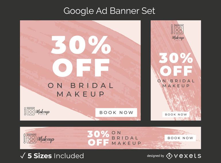 Conjunto de banner publicitario de artista de maquillaje Conjunto de banner publicitario de artista de maquillaje