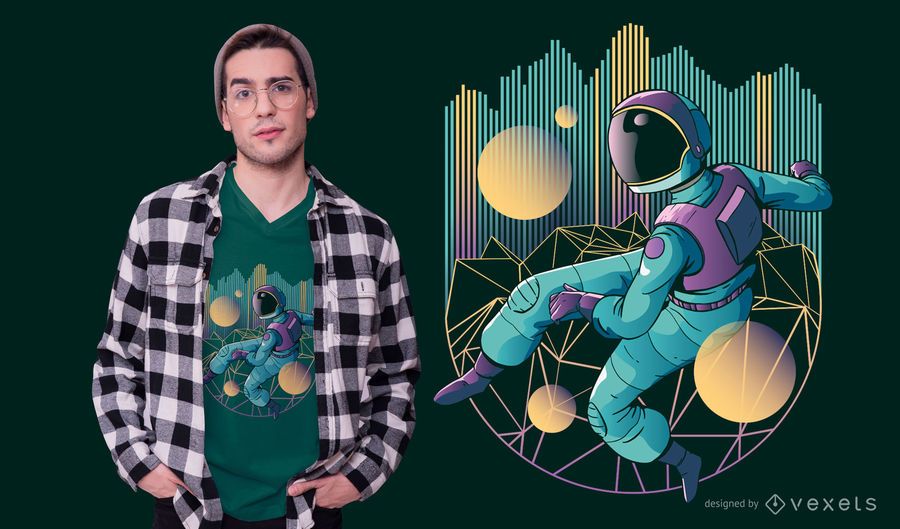 Diseño de camiseta de astronauta techno Diseño de camiseta de astronauta techno