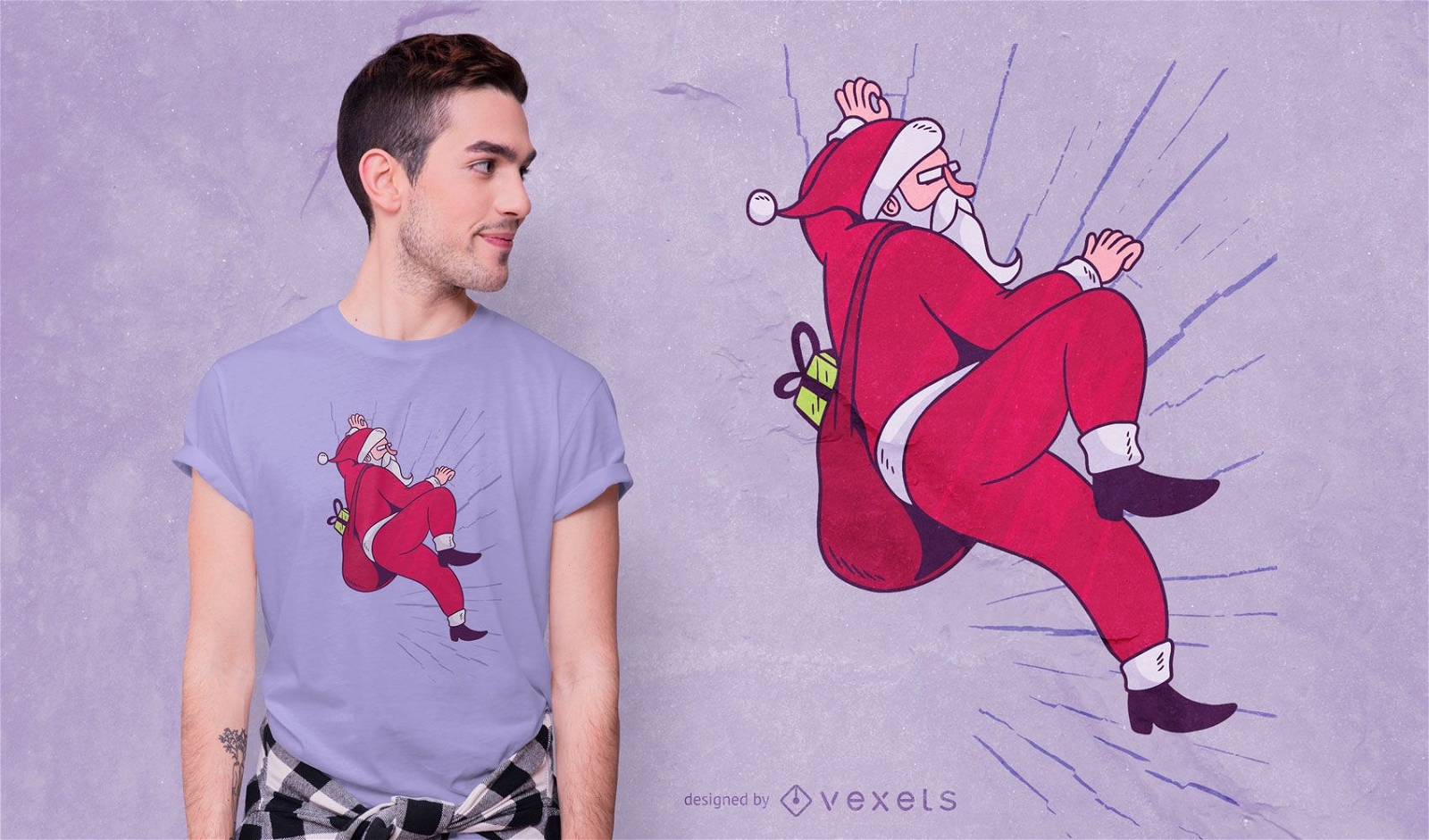 Santa climbing t-shirt design