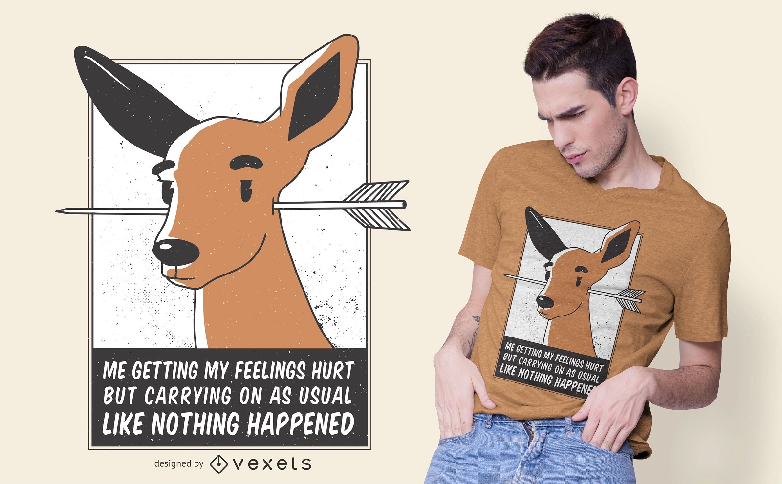 Los sentimientos lastiman el dise?o de la camiseta de los ciervos.