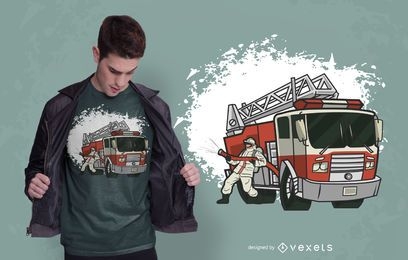 Fireman truck t-shirt design