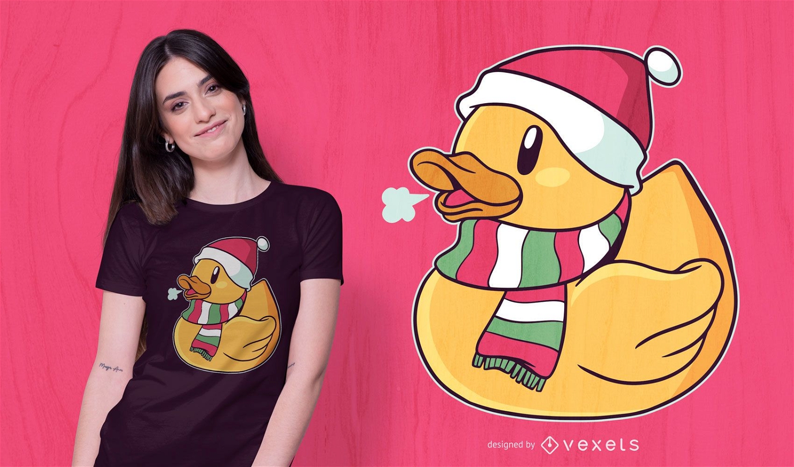 Diseño de camiseta de pato navideño