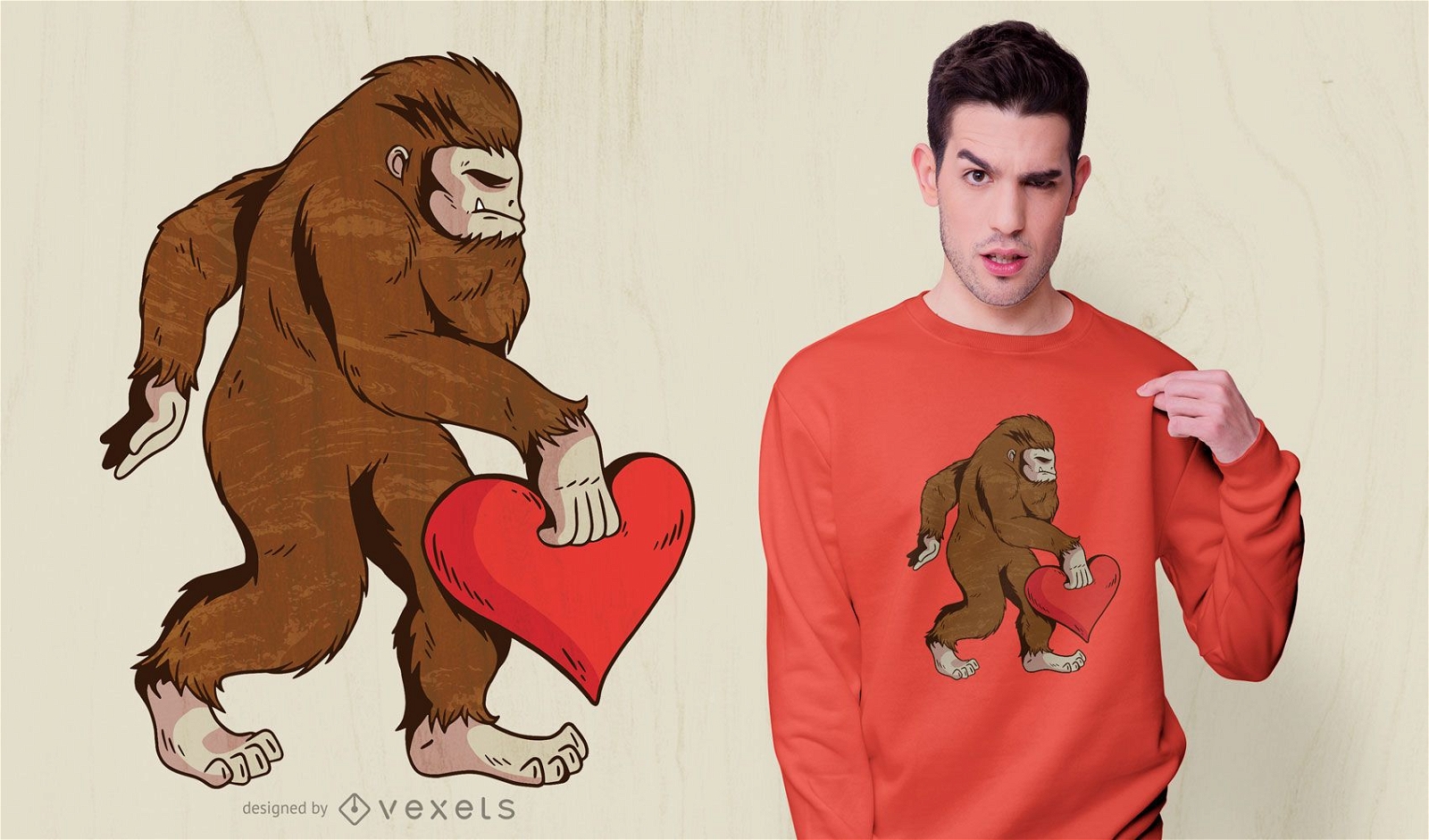 Bigfoot heart t-shirt design