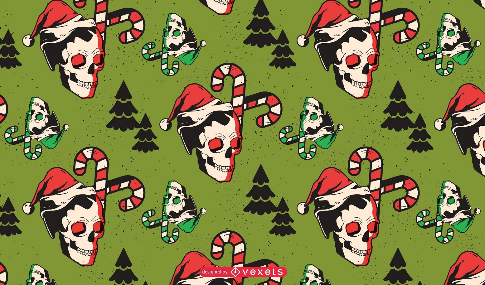 Christmas skulls pattern design