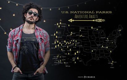 Diseño de camiseta de parques nacionales de EE. UU. Diseño de camiseta de parques nacionales de EE. UU.