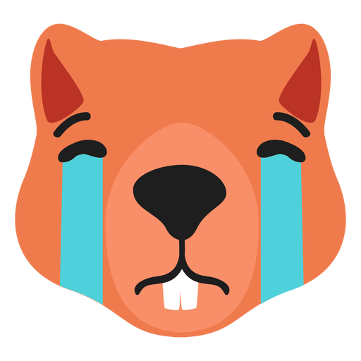 Beaver muzzle sad flat sticker PNG Design