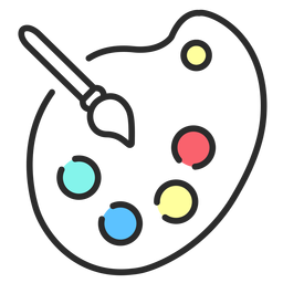 Traço plano da paleta de pincéis Desenho PNG