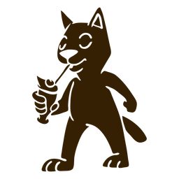 Detaillierte Silhouette des Katzencocktails PNG-Design