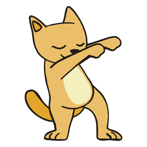 Danza de gato bailando trazo plano Diseño PNG