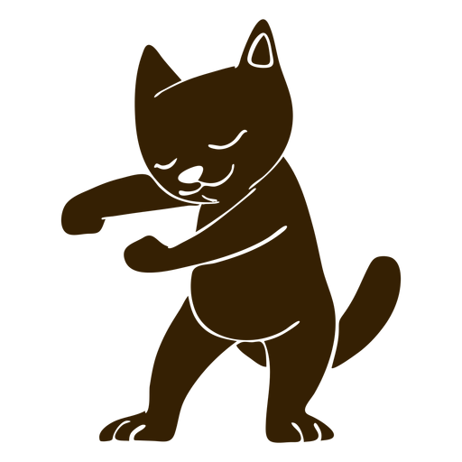 Gato bailando danza silueta detallada Diseño PNG
