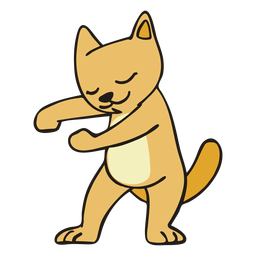 Cat dancing dance flat stroke PNG Design