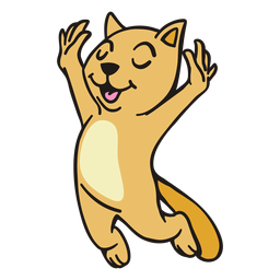 Gato saltando feliz trazo plano Diseño PNG