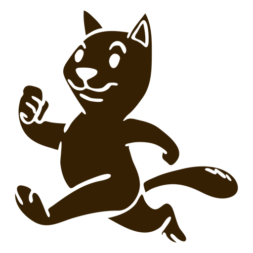 Gato correndo silhueta detalhada Desenho PNG